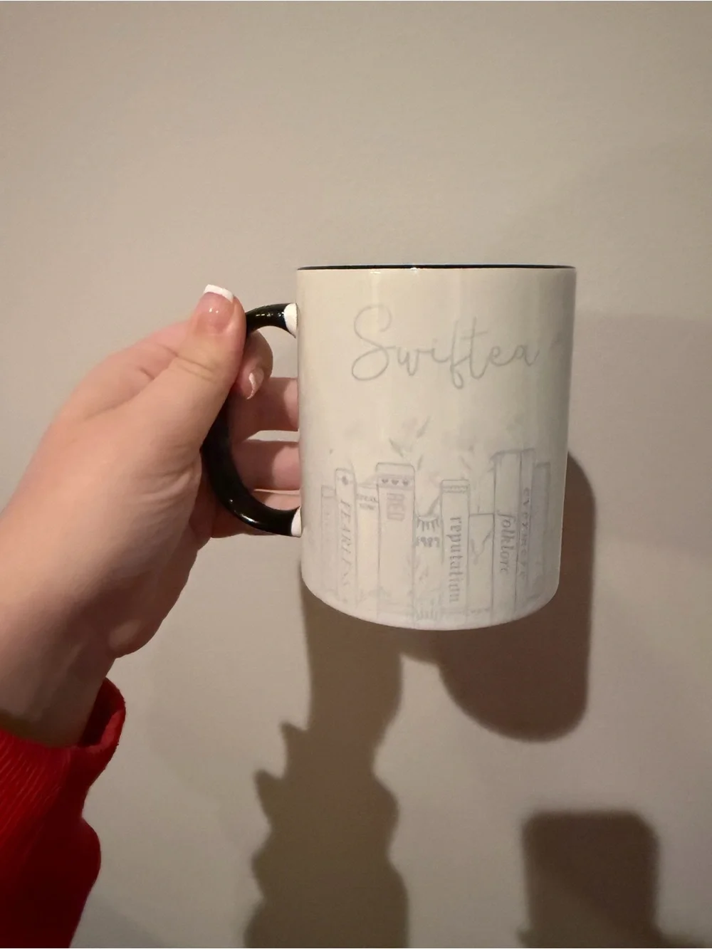 Taylor Swift White Ceramic 'Swiftea' Bookstack Mug with Black Handle